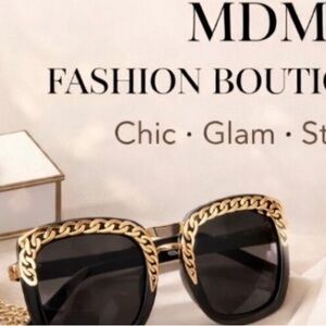 Black and Gold Chain Sunglasses